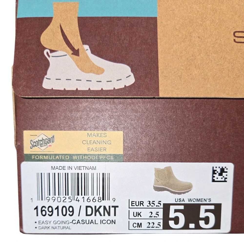 Sz 5.5 Skechers Hands Free Slip-ins Easy Going Casual Icon Boots Dark Natural